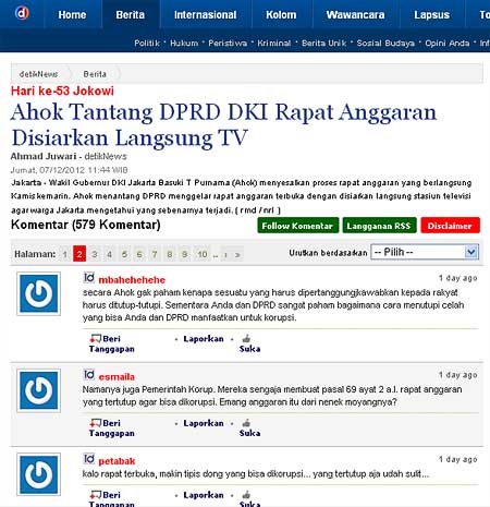 Komentar Gebrakan Ahok di Detik dot com