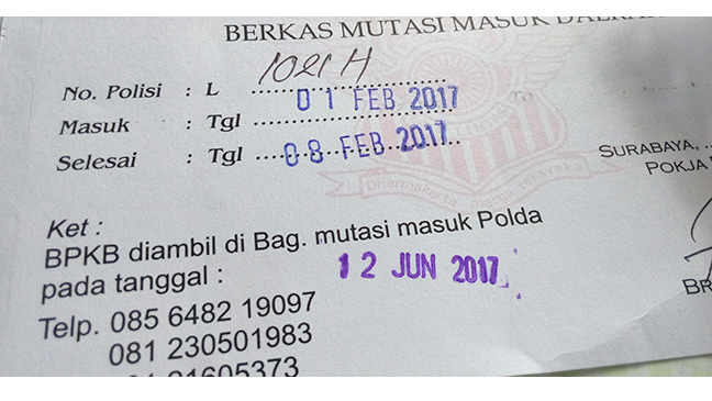 Biaya pembuatan BPKB Baru di Polda Rp 375.000,00