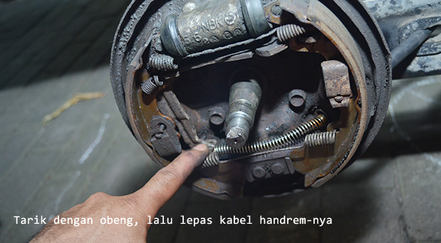 Tempat kabel handrem di dalam tromol