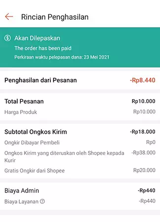Salah input berat pengiriman, saldo penghasiln minus