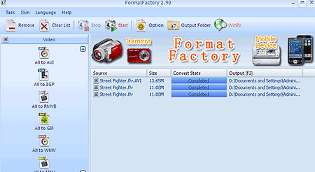 Tampilan Format Factory