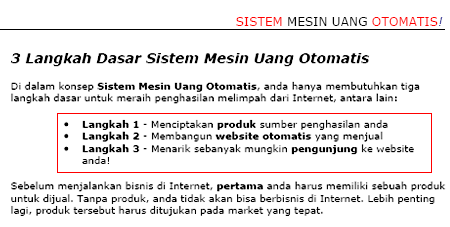 Daftar isi Formula Bisnis Formula 3 langkah bisnis internet