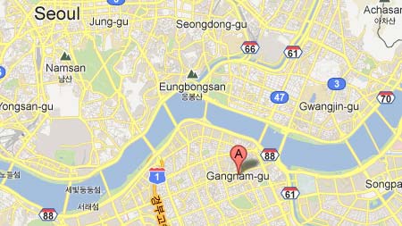 Peta lokasi Gangnam-Gu, Seoul Peta Gangnam, kota kelahiran PSY
