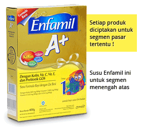 Bahkan susu formula bayi pun dibuat untuk berbagai segmen pasar